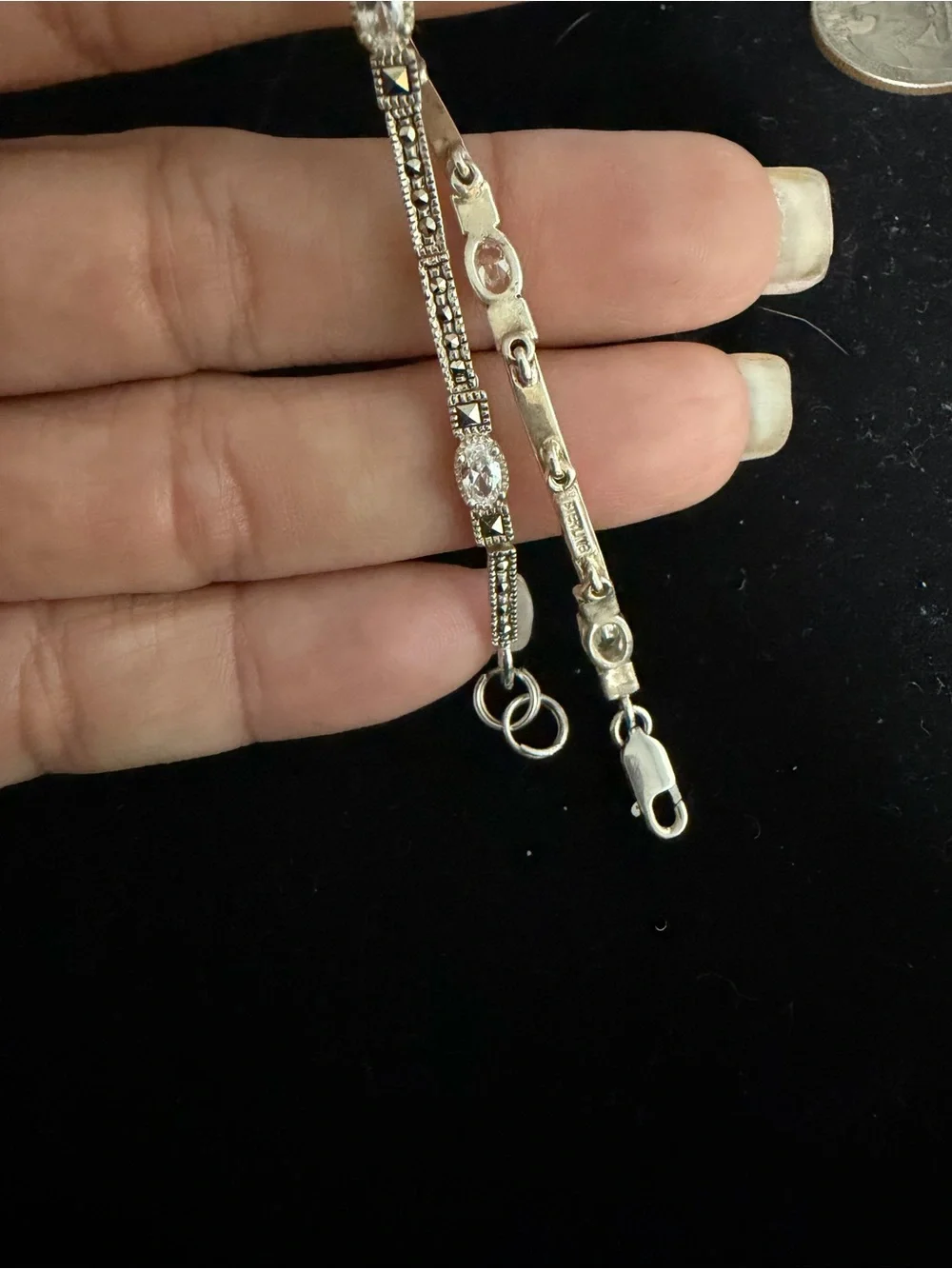 Judith Jack 925 Sterling silver marcasites and crystal bracelet